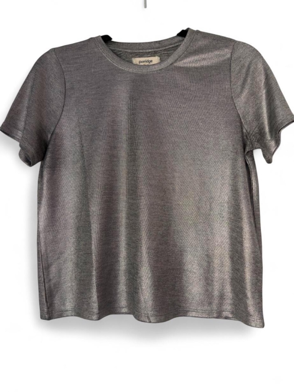Porridge Metallic Short Sleeve Crewneck Tee in Silver-Gray